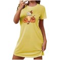 thumbnail image 2 of Somuwie Large size short Halloween women's nightdress with chest print round neck short sleeves short nightdress, 2 of 5