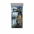 thumbnail image 2 of Ambesonne Scenery Fitted Sheet & Pillow Sham Set, Autumn Rocks and Clouds, Full, Blue Grey White, 2 of 3