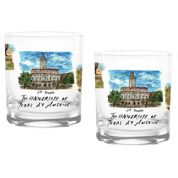 Texas Longhorns 16oz. Laura Wilcox University Hall Two-Piece Rocks Glass Set