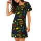 thumbnail image 2 of Fotbe Pixel Game Bata de Dormir para Mujer con Estampado, Camisón de Algodón de Manga Corta, Ropa de Dormir Casual, 2 of 6