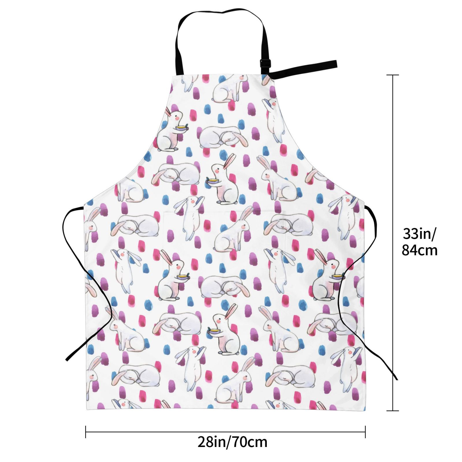 Picia Rabbit Eating Waterproof Apron for Unisex Adult - Adjustable Bib Apron with Pockets, Ideal for Cooking, Gardening, Painting, and Household Chores