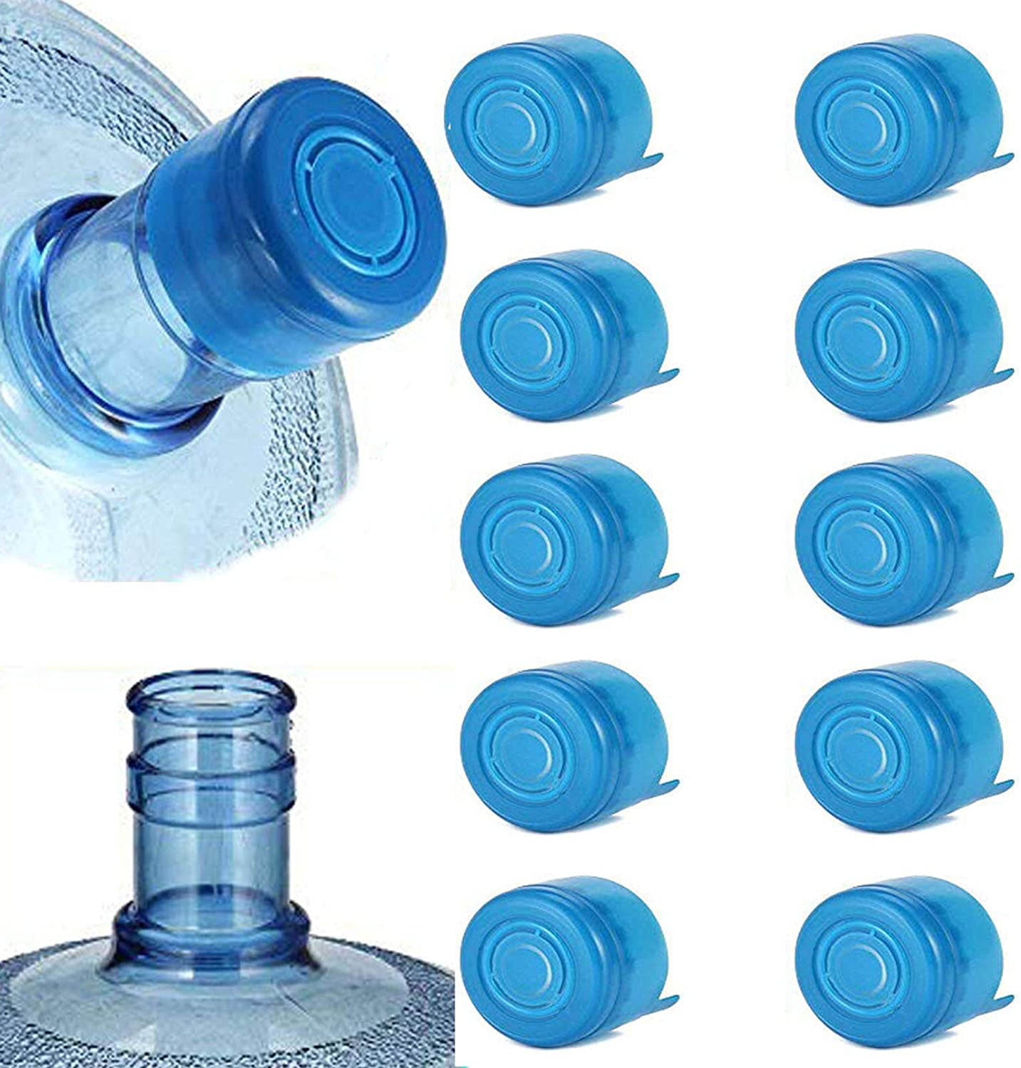 10PCS 55mm 3 and 5 Gallon Non-Spill Caps,Replacement Water Bottle Snap On Cap Anti Splash Peel