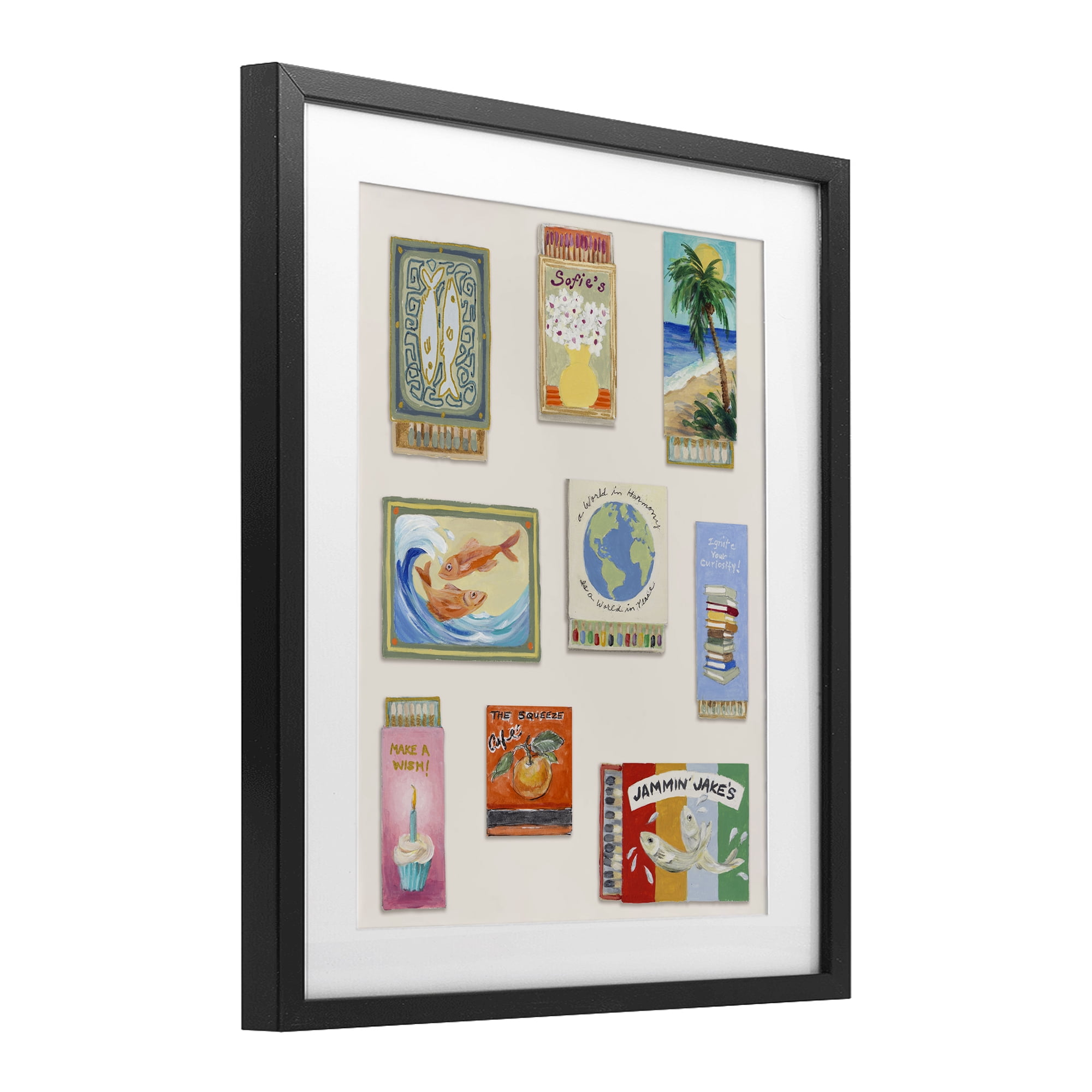 Stupell Industries World Matchbox Collection Black Framed Print Under Glass, design by Lanie Loreth