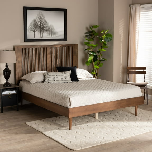 Baxton Studio Kioshi Transitional Wood Platform Bed, King, Ash Walnut
