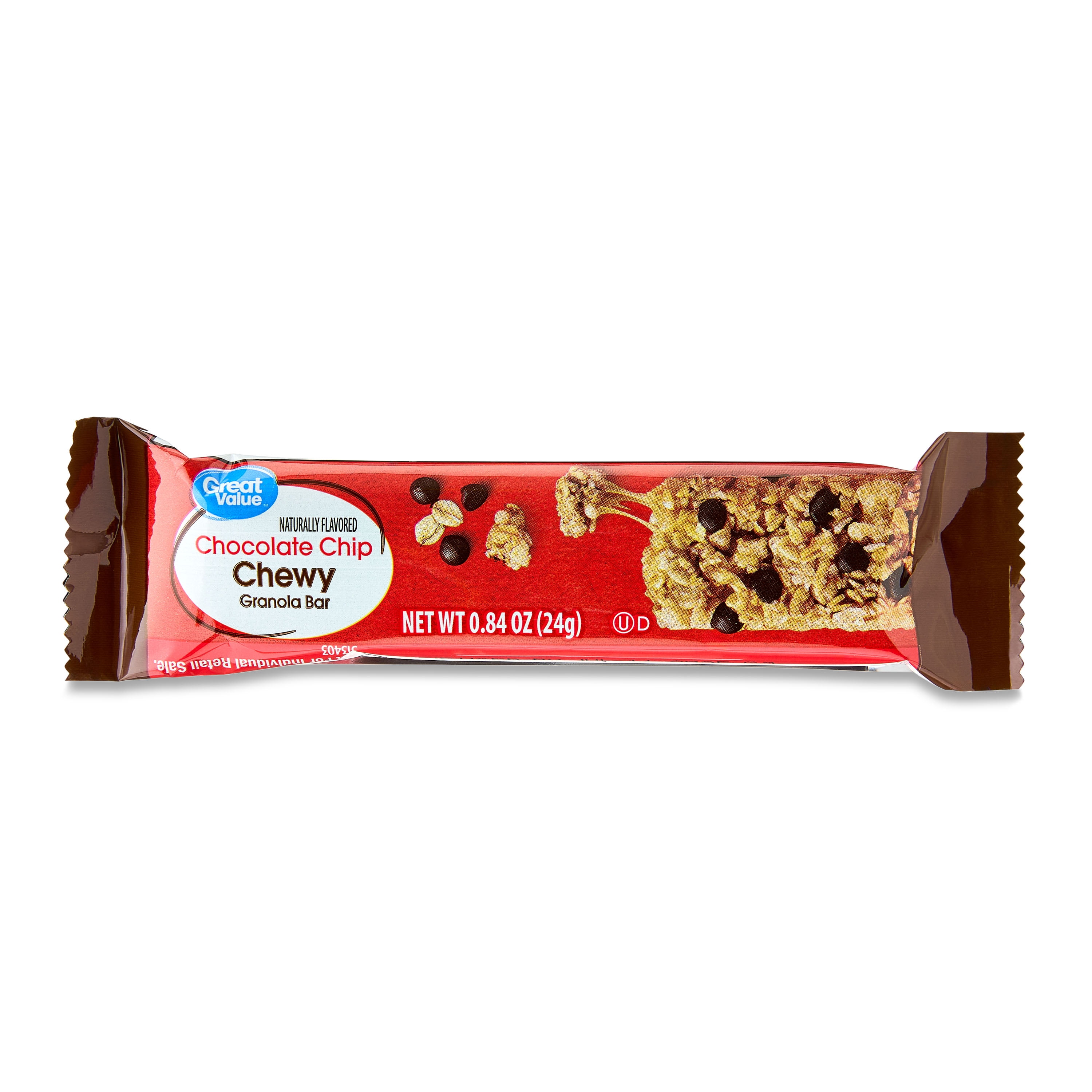 (4 pack) Great Value Chocolate Chip Chewy Granola Bars, 0.84 oz, 10 Count