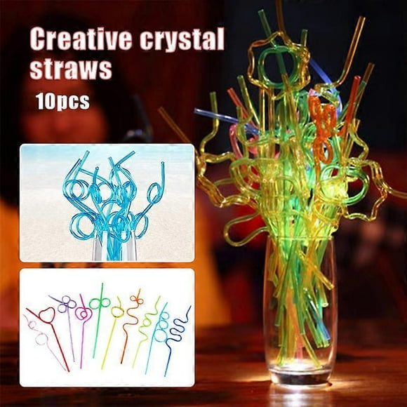 10 PCS Crazy Loop Straws Reusable Party Favors Drinking Suckers Colorful Twisted Straws for Kids Carnival Bar Restaurant