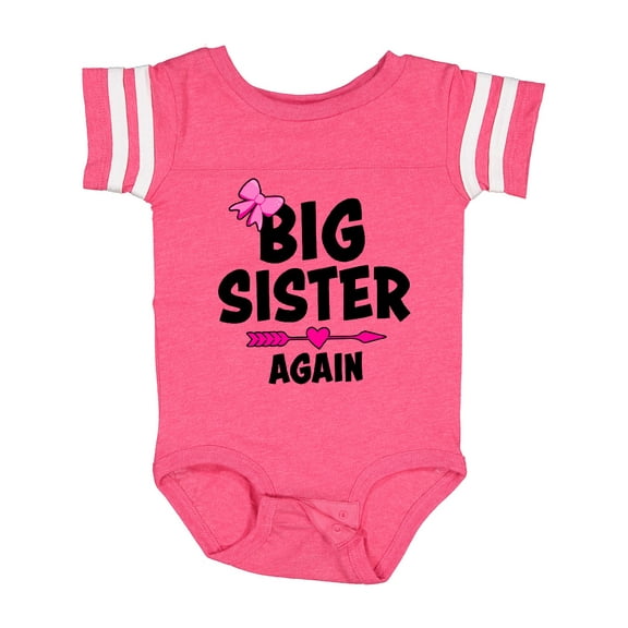 Inktastic Big Sister Again with Bow and Arrow Girls Baby Bodysuit