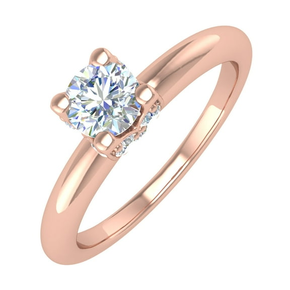 1/2 Carat Prong Set Diamond Engagement Ring Band in 14K Rose Gold (Ring Size 6)