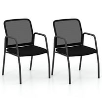 Topcobe Waiting Room Chair Set of 2 Office Guest Chairs with Ergonomic Mesh Backrest, Modern Furniture for Living Room, Bedroom, Office-Black