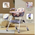 thumbnail image 6 of LHUAI, Foldable Baby High Chair, 4 in 1 Convertible High Chairs, With 5-Point Safety Harness, Adjustable Dining Tray & Backrest & Height, Easy To Clean Surface, For Babies And Toddlers, Purple, 6 of 7
