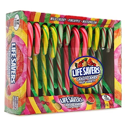 Life Savers Candy Canes Fruit Variety Flavor (Wild Cherry, Pineapple & Watermelon), 150g