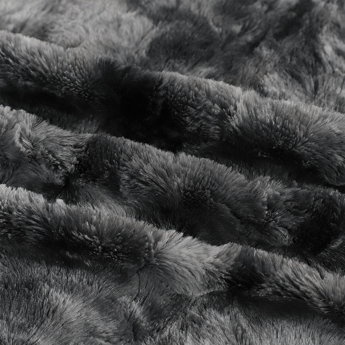 Unique Bargains Soft Fluffy Shaggy Faux Fur Blanket, Throw, Black