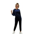 thumbnail image 3 of hirigin Fall Women Velvet Tracksuits Set Solid Color Long Sleeve Hoodie Sweatshirt and Casual Drawstring Sweatpants, 3 of 9