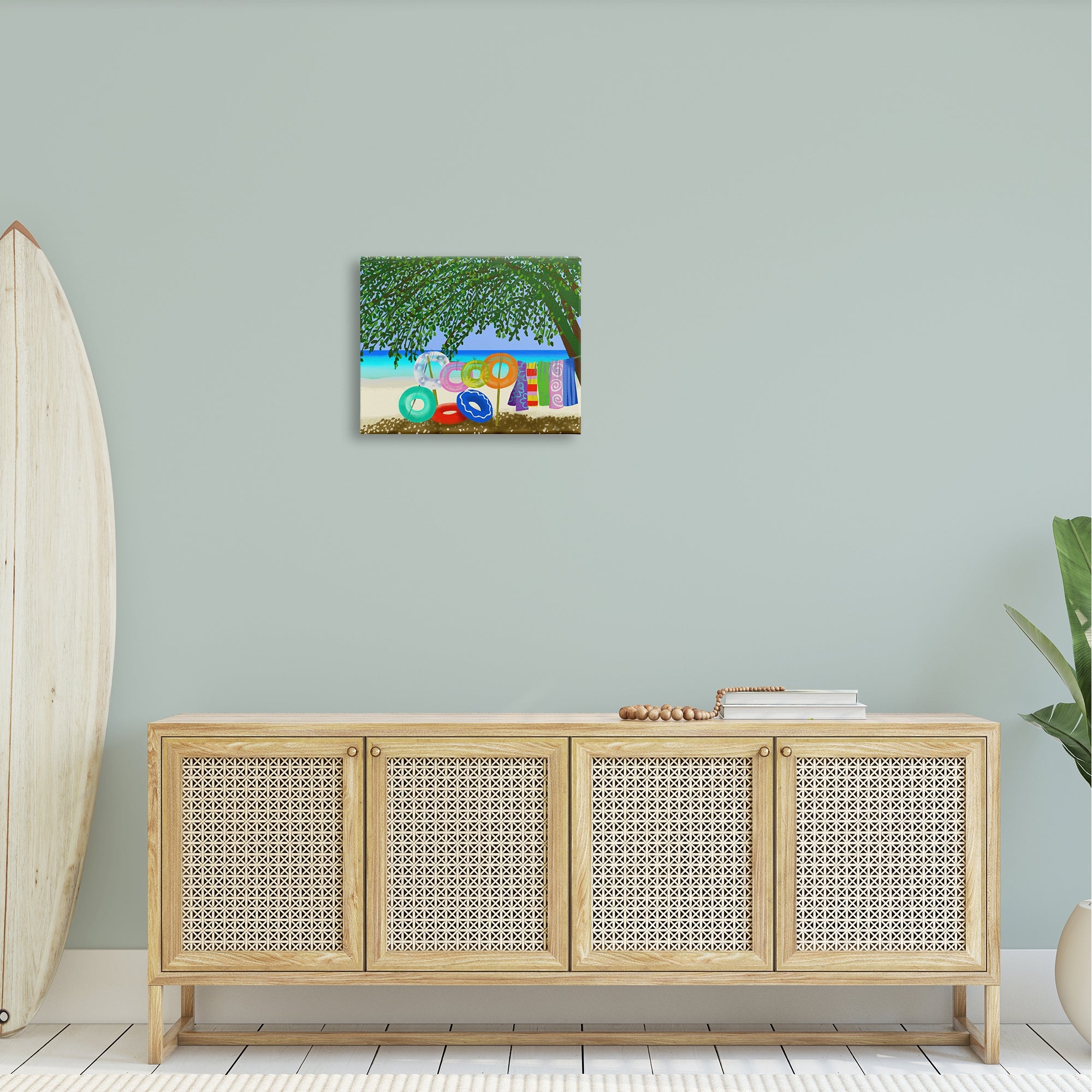 Stupell Industries Bold Beach Floats Overhanging Tree Coastal Shoreline Graphic Art Gallery Wrapped Canvas Print Wall Art, Design by unknown