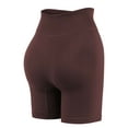 thumbnail image 4 of Gustave Womens High Waist Yoga Shorts Ribbed Seamless Workout Biker Shorts Tummy Control Stretch Leggings Short Pants for Running Athletic Sports "Brown, S", 4 of 9