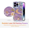 thumbnail image 2 of Case for iPhone 14 Pro, Colorful Retro Oil Painting Flower Moon Pattern Laser Cute Curly Wave Edge Exquisite Phone Cover Stylish Durable TPU Protective Case for Girls Women - Purple White, 2 of 12