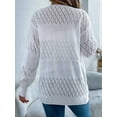 thumbnail image 4 of Womens Summer Crochet Cardigan Long Sleeve Light-Weight Casual Knit Sweaters White XL, 4 of 8