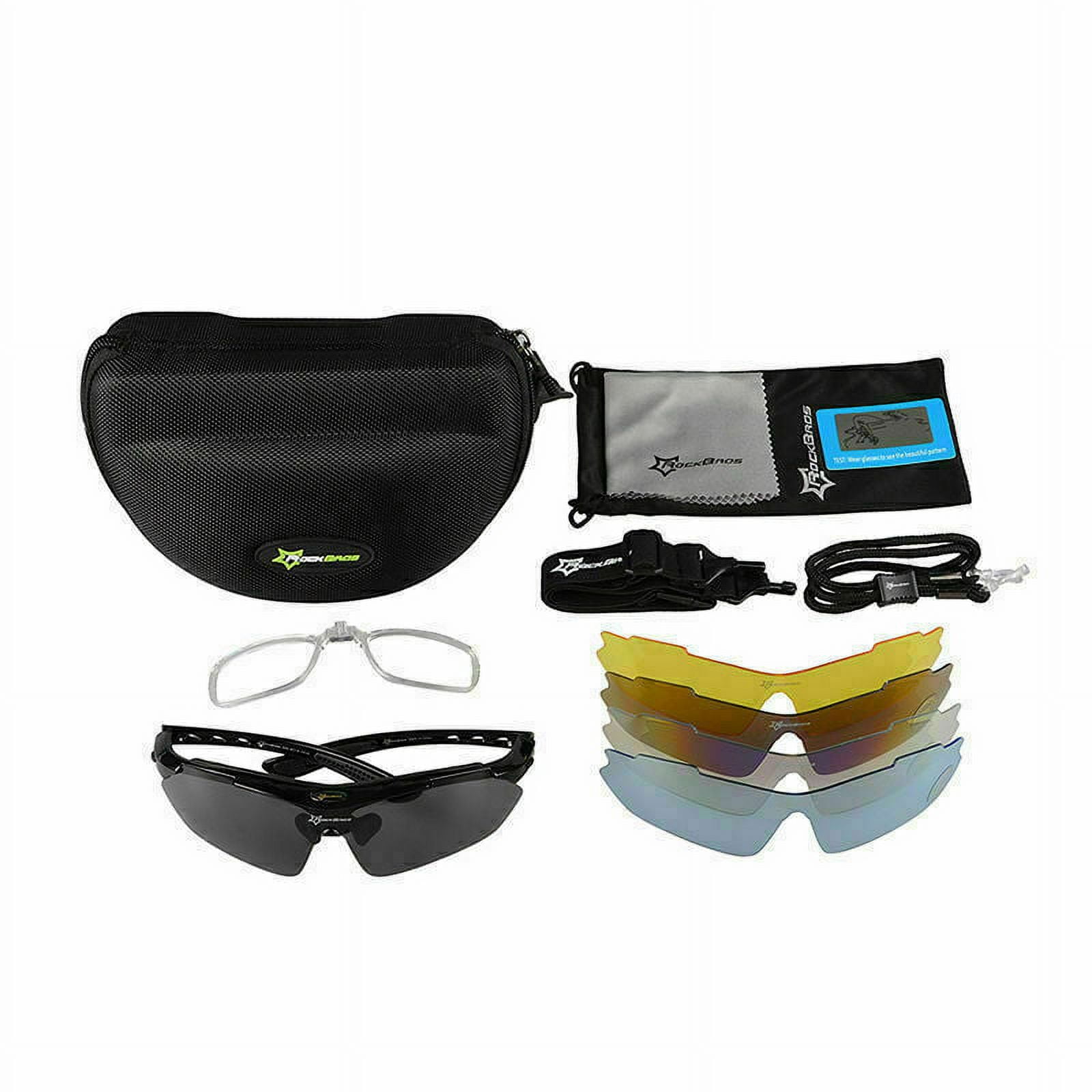 ROCKBROS Cycling Glasses Sport Polarized Sunglasses with 5 Lens, Safety  Band, Myopia Frame, Wraparound lens UV400 