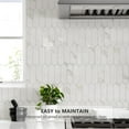 thumbnail image 2 of Glossy White Marble Backsplash Tile Peel and Stick, 12.8 x 12.8 Inch 10 Sheets Long Hexagon PVC Self Adhesive Mosaic Wall Tiles Stick on Backsplash for Kitchen and Bathroom, 2 of 12