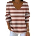 thumbnail image 2 of ZUKMRJPC Women's Plus Size Striped T-Shirts Long Sleeve V-Neck Casual Loose Fit Pullover Tops Fall Fashion Soft Comfy Basic Tee Shirts, 2 of 6