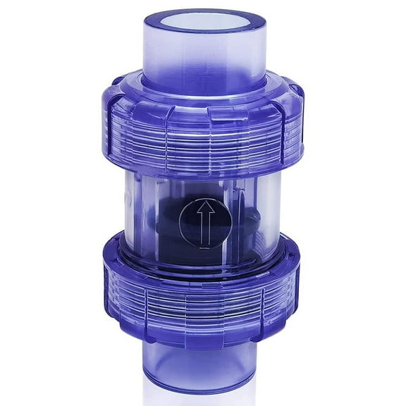 Symkmb Check Valve 3/4 Inch True Union Check Valve Transparent Blue UPVC Check Valve Pipeline Check Valve One-Way Valve PVC