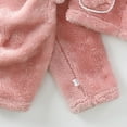 thumbnail image 4 of 2 Piece Girls' Winter Pajama Set Warm Flannel Sleepwear Set Button Down Hooded Jacket Long Pants Home Loungewear Outfits, Pink, 6 Years, 4 of 6