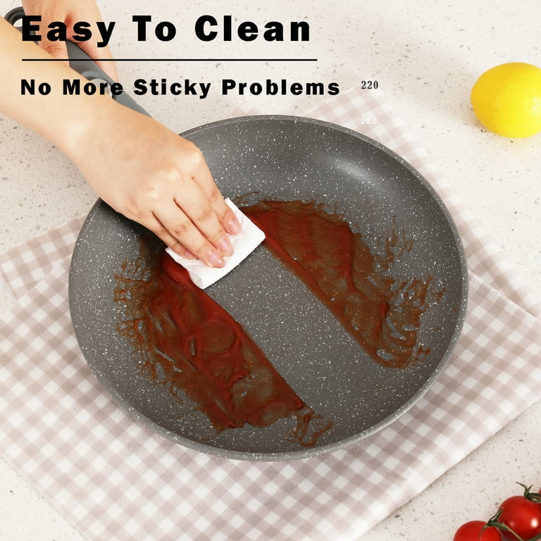 Vkoocy Non-Stick Ceramic Pot and Pan Set, Removable Handle