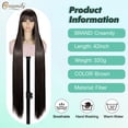 thumbnail image 2 of Creamily 42 Inch Brown Straight Wig with Bangs for Women Long Synthetic Hair Middle Part Natural Soft Texture Heat Resistant Daily Wear, 2 of 9