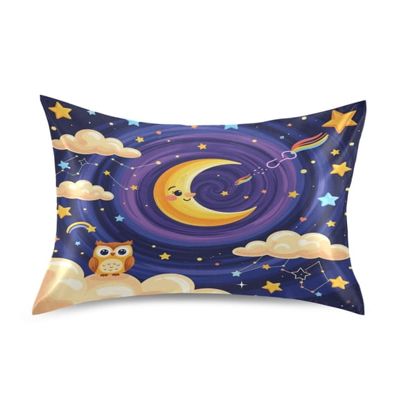 Satin Pillow Case Envelope Pillow Covers Standard Size Soft Pillow Cases for Bedroom, Starry Printed