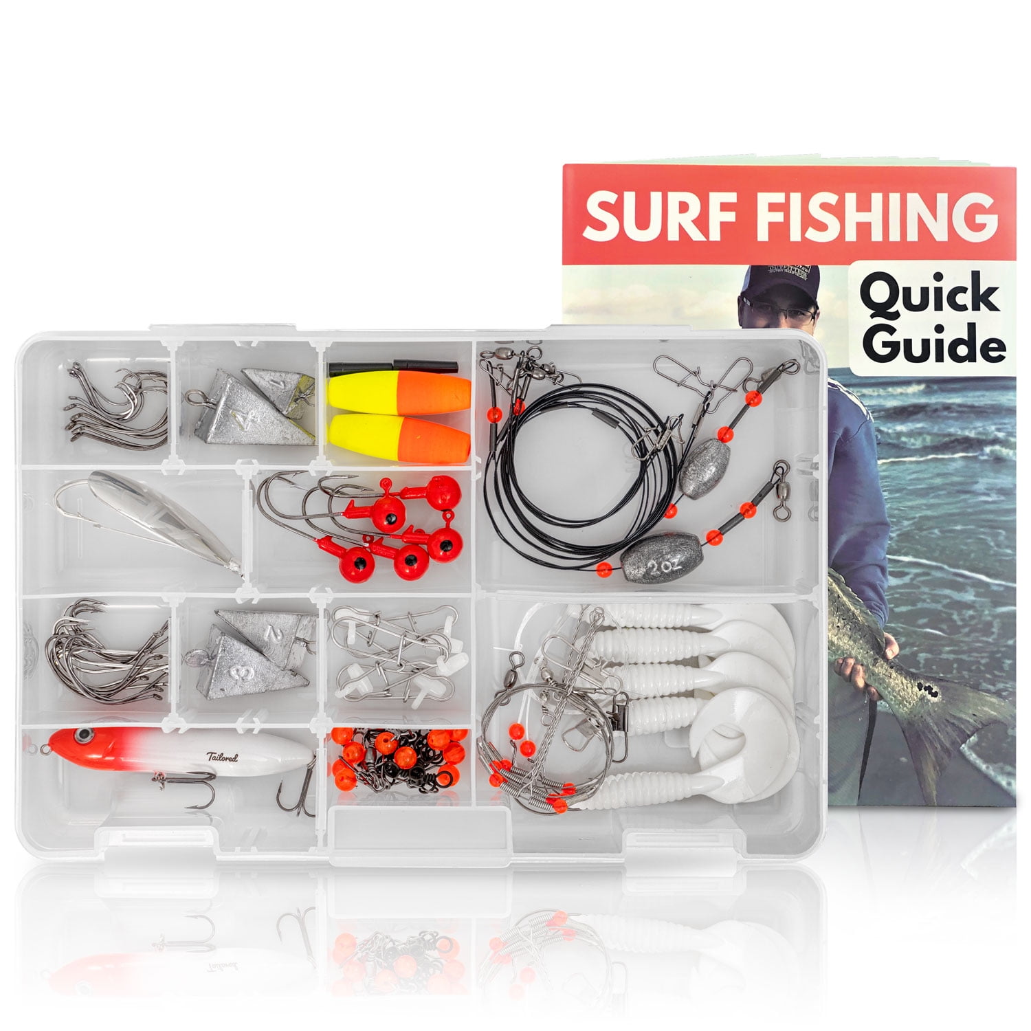 Tailored Tackle Saltwater Surf Fishing Kit 82 Pc Tackle Box with Tackle Included Surf Fishing