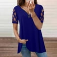 thumbnail image 4 of Plus Size Summer Clothes for Women Fashion Round Neck Short Sleeved Printed T Shirt Top Fitted Long Sleeve Shirt Long Sleeve Women Tees Athletic Shirts Tight Fit 2x Dressy Shirts Blue M, 4 of 5