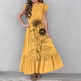 thumbnail image 4 of Yanlir Robe Décontractée Mode pour Filles Été Manches Volantes Manches Courtes Col Rond Robe Maxi avec Poche avant pour Tenues Élégantes 6-13 Ans (Orange#6, 8-9 Ans), 4 of 7