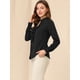 thumbnail image 4 of Allegra K Camisa de manga larga con cuello en V y volante con botones para mujer, tops casuales de cambray Negro XL, 4 of 6