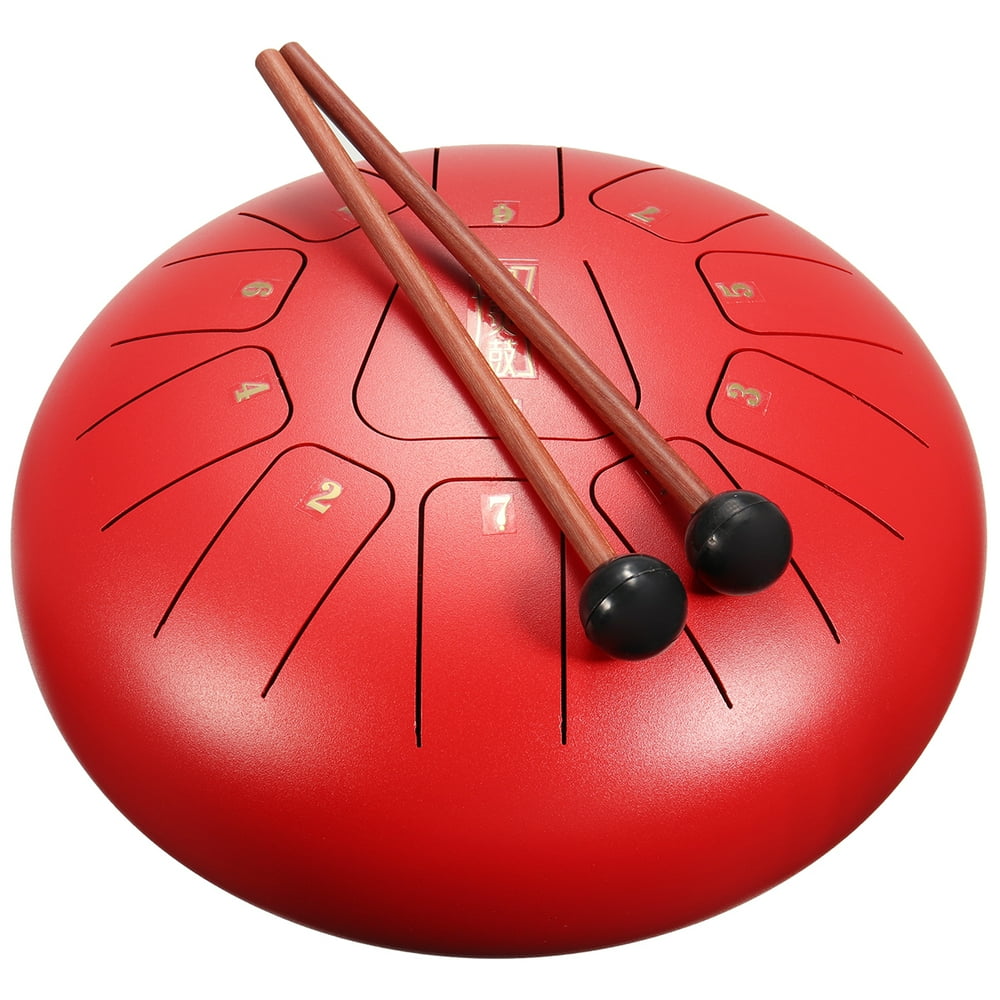 Grtsunsea 10 Inch Red Steel Tongue Drum Handpan Drum Hand Drum D Major ...