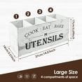 thumbnail image 3 of Tzdxfgl Wood Kitchen Utensil Holder for Countertop, 14.5" Extra Large Silverware Organizer with 4 Compartments, White, 3 of 11