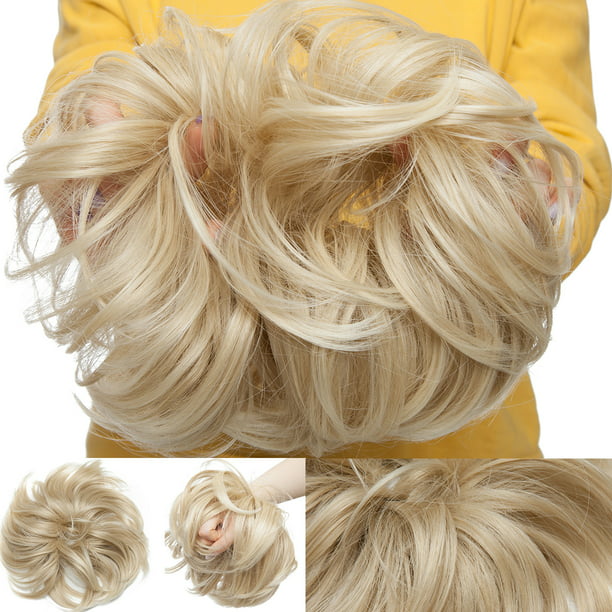 sego messy bun hair ponytail hair extension synthetic scrunchy real hair bun fake hair elastic hair extensions for women black/blonde/palm colors - Walmart.com