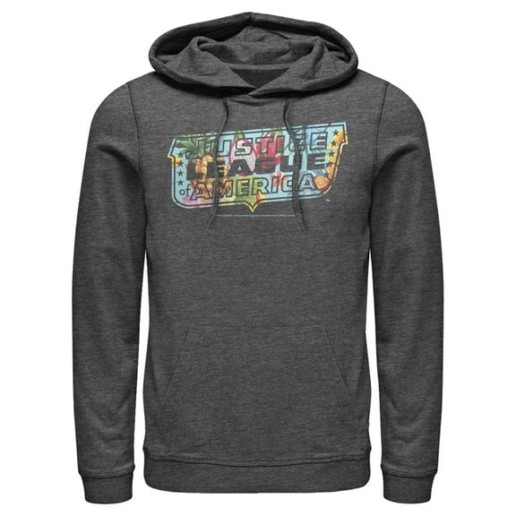 Men's Justice League Dragon Fruit Logo Pull Over Hoodie Charcoal Heather 3X Large