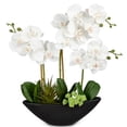 thumbnail image 1 of Orquídea artificial Briful, flores de seda blanca, 43 cm, con maceta, 1 of 7
