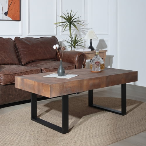 Rustic Industrial Wood Coffee Table, 47.2*23.5x18" Wood Coffee Table, Handcrafted Table
