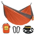 thumbnail image 1 of Wise Owl Outfitters Large DoubleOwl Hammock with Tree Straps, Orange/Gray, 1 of 8