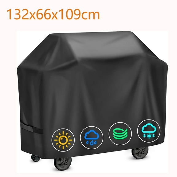 Waterproof Heavy Duty Barbecue Grill Cover, Large Barbecue Cover Gas Barbecue Cover Outdoor UV Protection 420D Oxford Fabric Colorfast, Weatherproof Tear-Resistant Black ,52.8x26.4x43.6inch