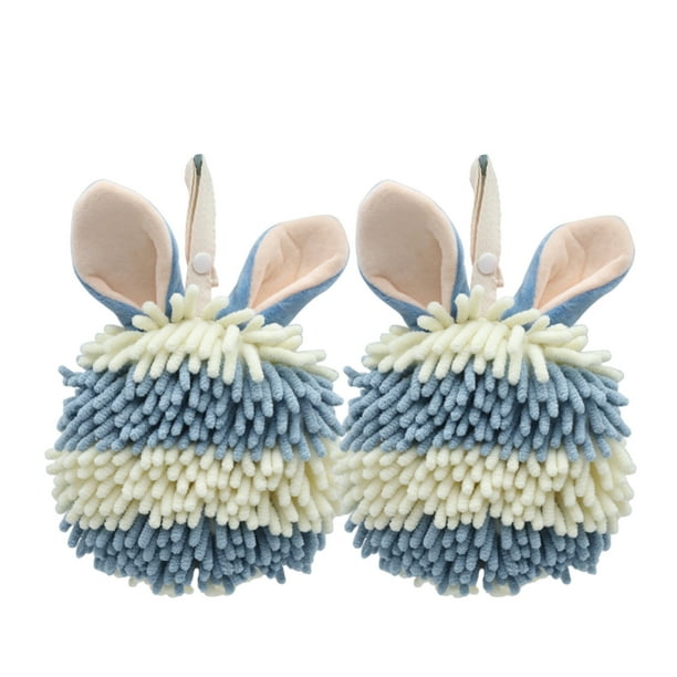 Toallas de Mano para el Baño,Toalla de Mano de Chenilla de Oído Bola de Toallita Colgante Linda,Toalla Multifuncional Absorbente Engrosada Conjunto de Toalla de Decoración de Spandex de Poliéster Azul