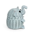 thumbnail image 4 of Blue Elephant Rattan Storage Basket With Lid Hand Woven Shelf Organizer Cute Handmade Gift Wicker, 4 of 6