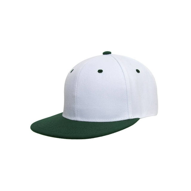Top Headwear Flat Bill Adjustable Snapback Cap - White/Green