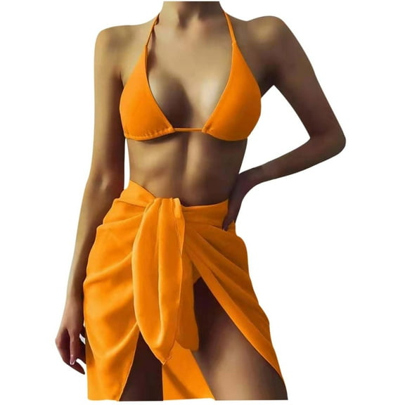 2026 ! Womens Clothes asdoklhq Plus Size Swimsuit Under $10,Ladies Cross Sling High Waist Shorts Costume 3-piece Swimsuit Split