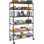 6-Tier Metal Wire Shelving Unit w/Wheels Height Adjustable Storage Rack NSF Certified Storage Shelves 6000/600 Lbs Capacity Standing Utility Shelf for Laundry Kitchen Pantry Garage Organization