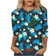 thumbnail image 2 of Xuyuer Women's Spring Summer Hawaiian Print Loose Casual Round Neck 3/4 Sleeve T-Shirt, Floral Pullover Top for Beach Vacations, Tropical Parties and Summer Holiday Style, 2 of 6