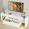thumbnail image 7 of XgoodX TV Stand with LED Lights, Modern Entertainment Center Media and Open Shelf Console Table Storage Desk with 1 Drawer and Remote Control 20 Color LED Lights up to 70 Inch TV (White), 7 of 7