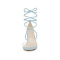 thumbnail image 6 of BLISSFUL STEP Women Lace Up Clear Strap Block Heels Sandals Sky Blue 6, 6 of 7