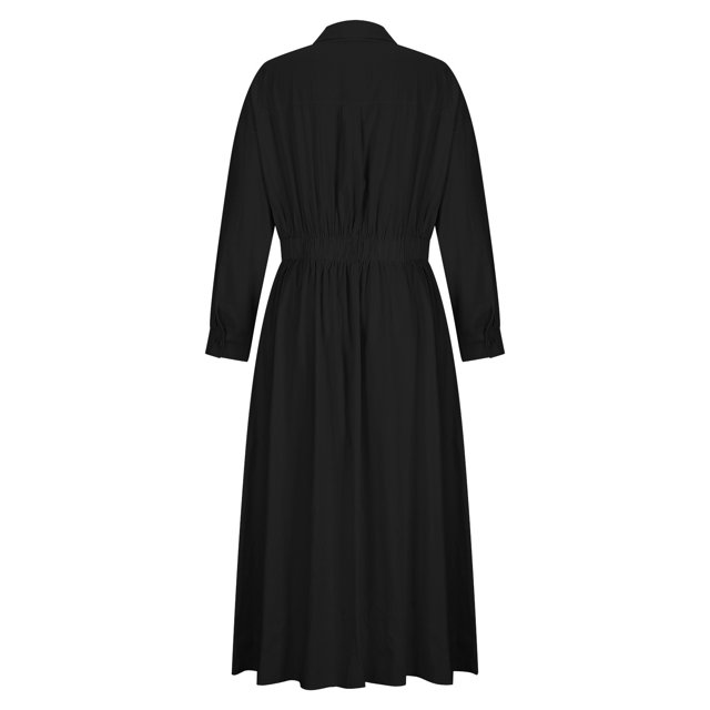 Chemises en Coton et Lin à Manches Longues pour Femmes Robe Midi Plissée Taille Haute Col en V Robe Décontractée